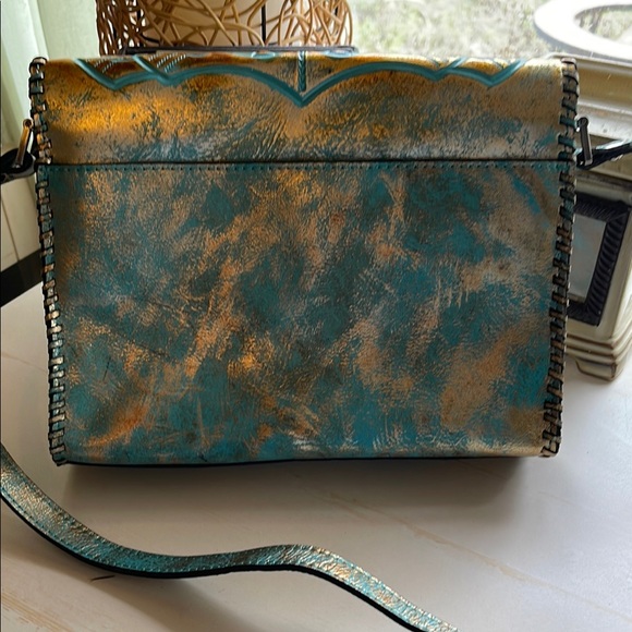 Artistic Multicolor Leather Shoulder Bag - Picture 2 of 3
